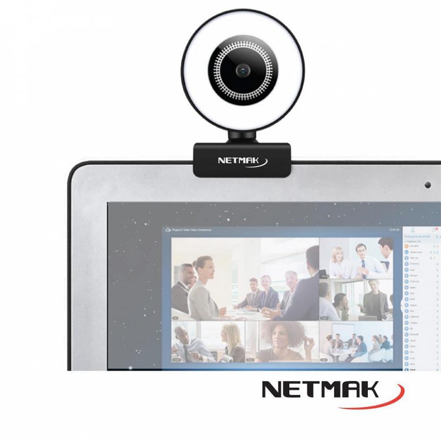 Webcam Aro con luz Led Netmak Usb Pack Retail