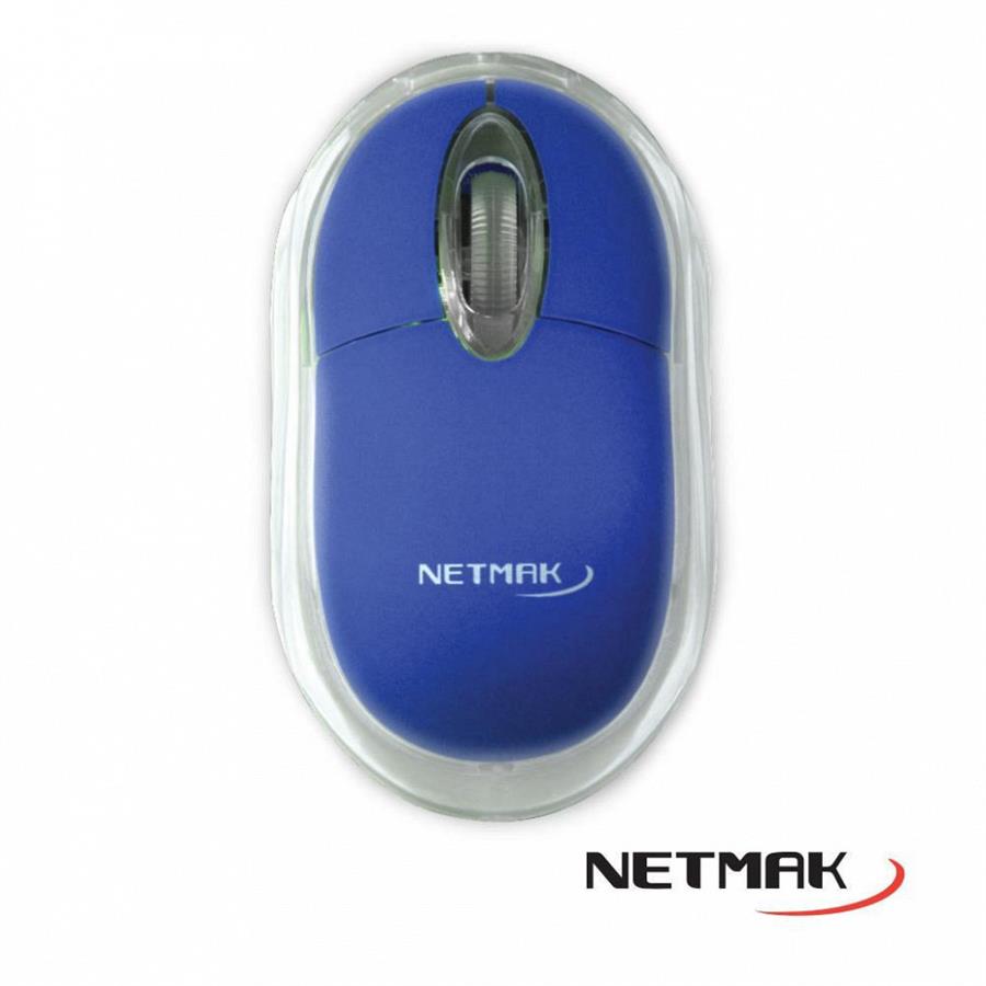Mouse Con Cable Netmak Con Luz Led Usb NM-M01 Azul